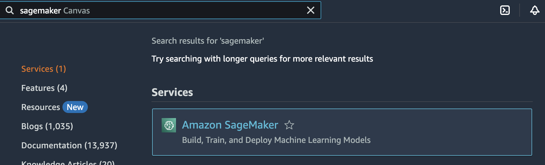 Search for SageMaker