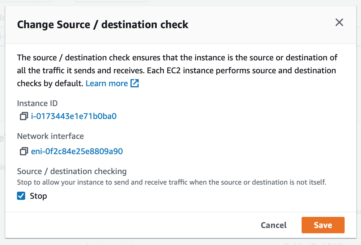 Edit source destination check